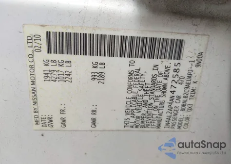 2010 Nissan Altima 2.5 S из США, поврежденный, VIN 1N4AL2AP4AN472585